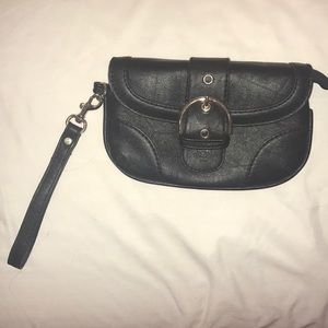 Leather Black Coach Wristlet Purse